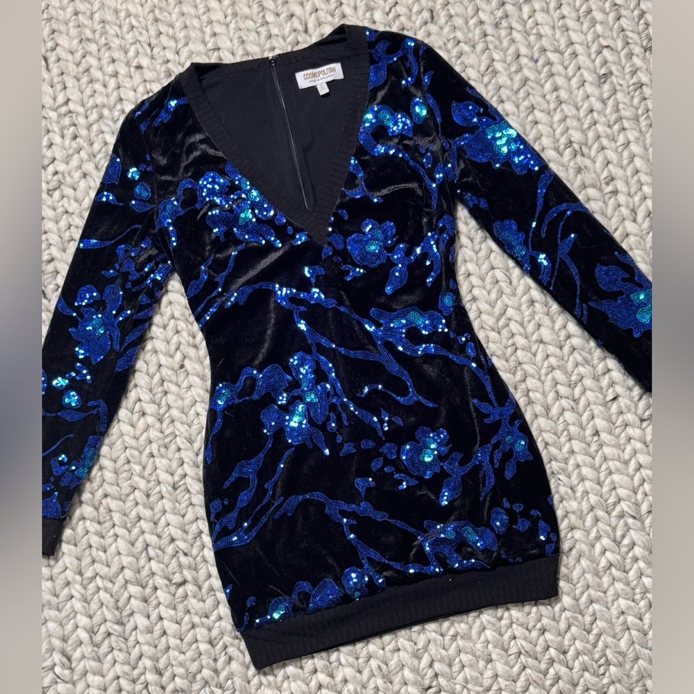 COSMOPOLITAN-SEQUINED MINI DRESS